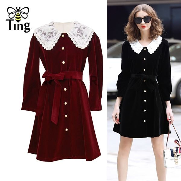 winter vlevet mini dress lady girl peter pan collar casual short fashion single breasted vestidos streetwear 210513, Black;gray
winter vlevet mini dress lady girl peter pan collar casual short fashion single breasted vestidos streetwear 210513, Black;gray