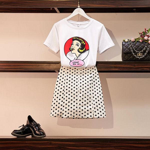 summer women short sleeves cartoon t-shirt + dot slim skirt 2 pcs sets fashion female suits a1237 women's two piece pants, White
summer women short sleeves cartoon t-shirt + dot slim skirt 2 pcs sets fashion female suits a1237 women's two piece pants, White