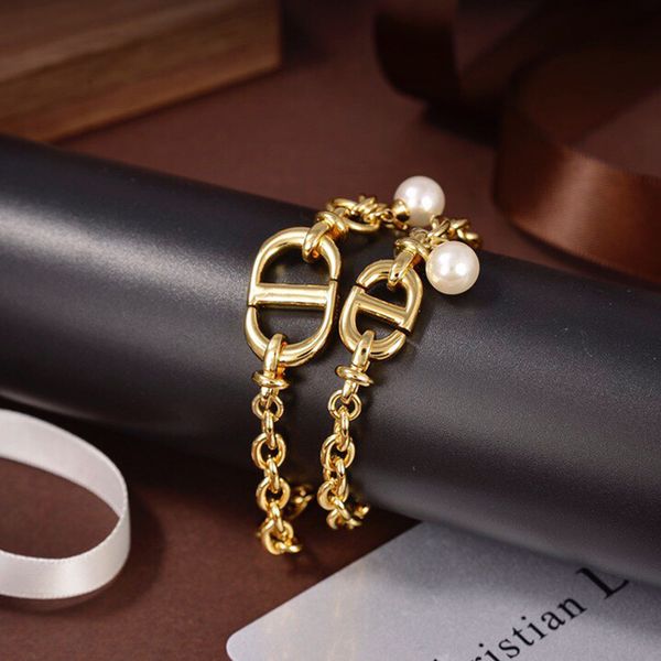 2021 new designer family letter double layer bracelet women's year net red pearl, Silver
2021 new designer family letter double layer bracelet women's year net red pearl, Silver