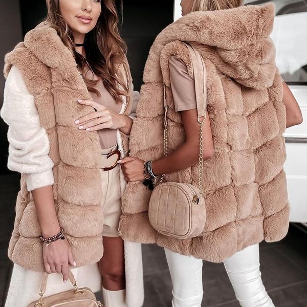 women's fur & faux novalya winter hooded vests women fashion loose solid artificial coats elegant zipper female ladies, Black
women's fur & faux novalya winter hooded vests women fashion loose solid artificial coats elegant zipper female ladies, Black