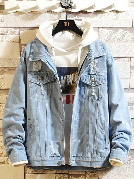 men denim jacket streetwear hip hop men's hooded jean jackets male casual loose outerwear new style fashion slim fit coat x0621, Black;brown
men denim jacket streetwear hip hop men's hooded jean jackets male casual loose outerwear new style fashion slim fit coat x0621, Black;brown