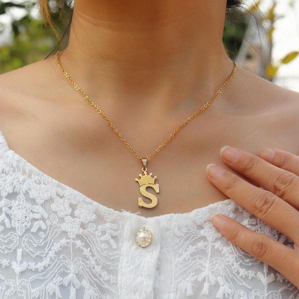 pendant necklaces 26pcs/set stainless steel jewelry crown a-z letter necklace name bijoux femme initial alphabet charm gold collier gift, Silver
pendant necklaces 26pcs/set stainless steel jewelry crown a-z letter necklace name bijoux femme initial alphabet charm gold collier gift, Silver