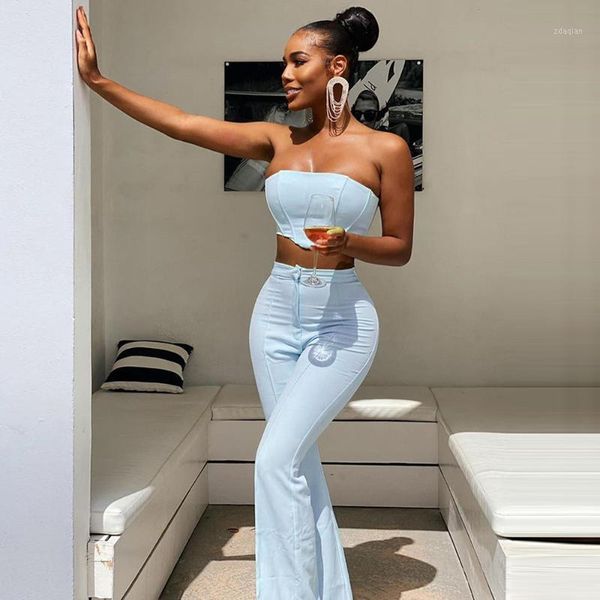 women's tracksuits strapless corset crop and flare pants sets solid high waist women outfit elegant casual legging 2 piece set, Gray
women's tracksuits strapless corset crop and flare pants sets solid high waist women outfit elegant casual legging 2 piece set, Gray