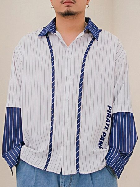 extended sizes men drop shoulder cartoon & slogan & striped pattern shirt b9xm#, White;black
extended sizes men drop shoulder cartoon & slogan & striped pattern shirt b9xm#, White;black