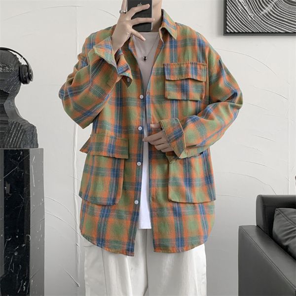 plaid long sve shirt men's autumn loose style hong kong tool shirt ins personalized brand trend multi pocket et, White;black
plaid long sve shirt men's autumn loose style hong kong tool shirt ins personalized brand trend multi pocket et, White;black