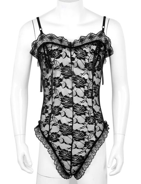 mens nightwear spaghetti straps transparent floral lace bodysuit male gay nipple splits high cut teddies sissy catsuit, Black;white
mens nightwear spaghetti straps transparent floral lace bodysuit male gay nipple splits high cut teddies sissy catsuit, Black;white