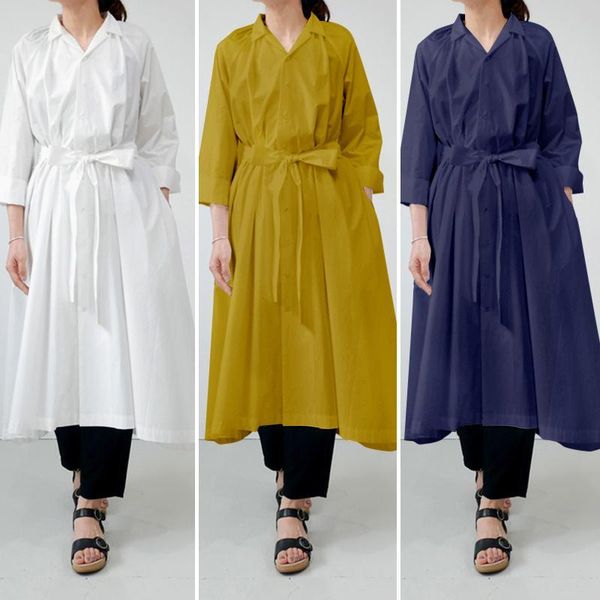 casual dresses plus size women midi dress 2021 celmia autumn long sleeve elegant office loose solid belted buttons vintage robe, Black;gray
casual dresses plus size women midi dress 2021 celmia autumn long sleeve elegant office loose solid belted buttons vintage robe, Black;gray