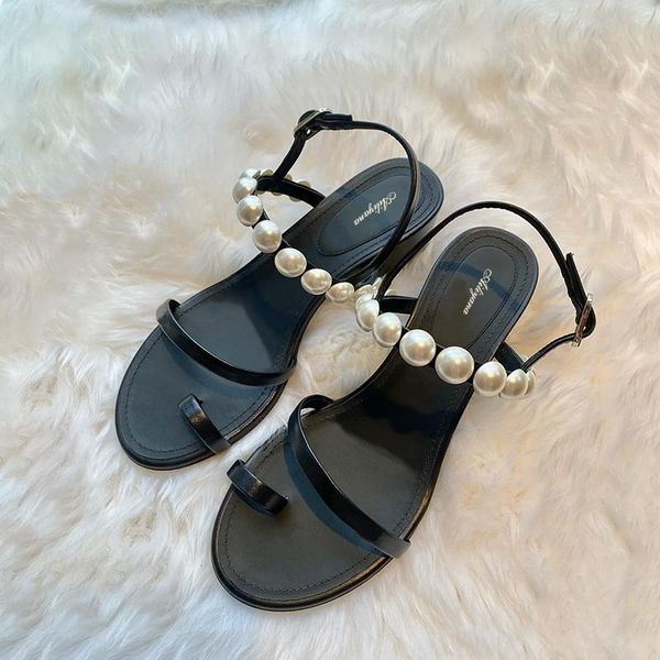 sandals flat women 2021 style summer fairy white pearl word with female thick heel open toe, Black
sandals flat women 2021 style summer fairy white pearl word with female thick heel open toe, Black