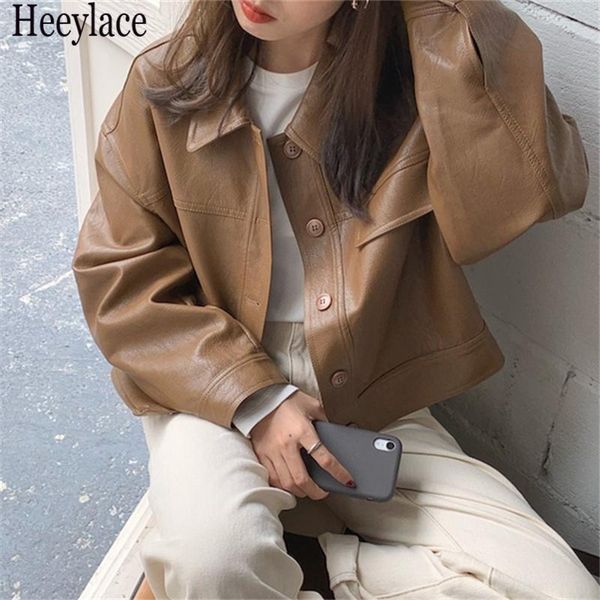 women's leather & faux 2021 autumn winter jackets outerwear high street vintage wild short, Black
women's leather & faux 2021 autumn winter jackets outerwear high street vintage wild short, Black