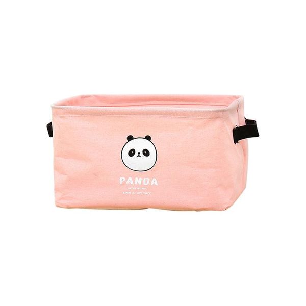 storage bags panda basket simple fabric folding square box home cotton and linen hanw88