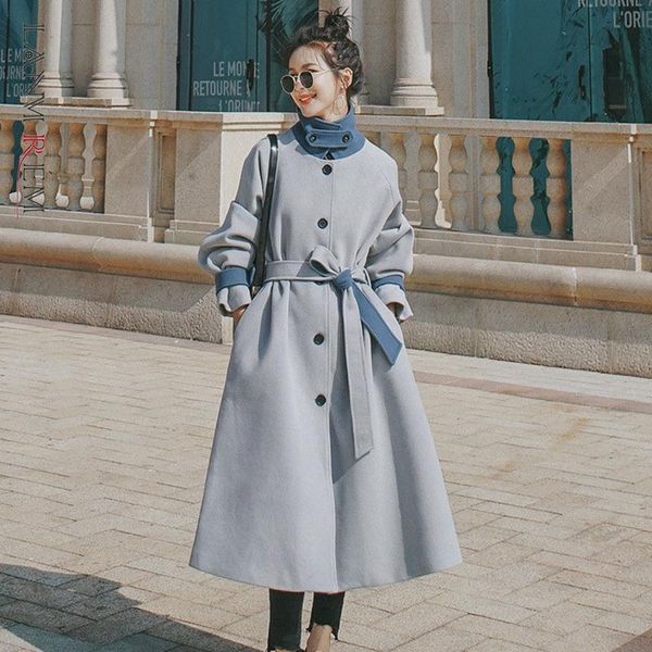 women's wool & blends lanmrem 2021 autumn winter light blue with belt single-breasted long patchwork warm woolen coat for women fashion, Black
women's wool & blends lanmrem 2021 autumn winter light blue with belt single-breasted long patchwork warm woolen coat for women fashion, Black