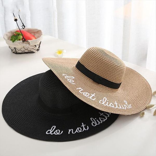 Letter Embroidery Cap Big Brim Ladies Summer Straw Hat Youth Hats For Women Shade Sun Beach, Blue;gray
Letter Embroidery Cap Big Brim Ladies Summer Straw Hat Youth Hats For Women Shade Sun Beach, Blue;gray