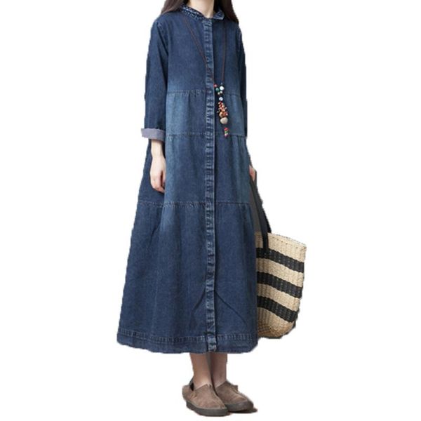 casual dresses autumn winter vintage denim long dress women sleeves loose patchwork jeans dressblack elegant maxi, Black;gray
casual dresses autumn winter vintage denim long dress women sleeves loose patchwork jeans dressblack elegant maxi, Black;gray