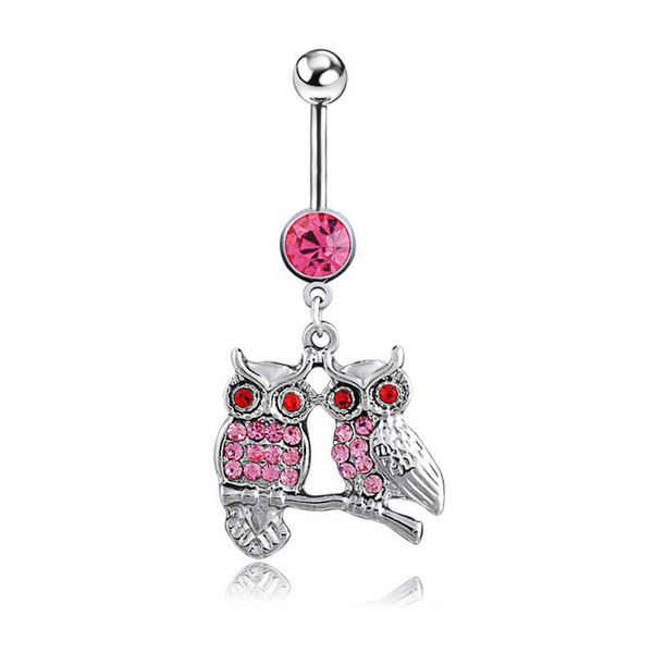 d0587 owl belly navel button ring pink color, Silver
d0587 owl belly navel button ring pink color, Silver