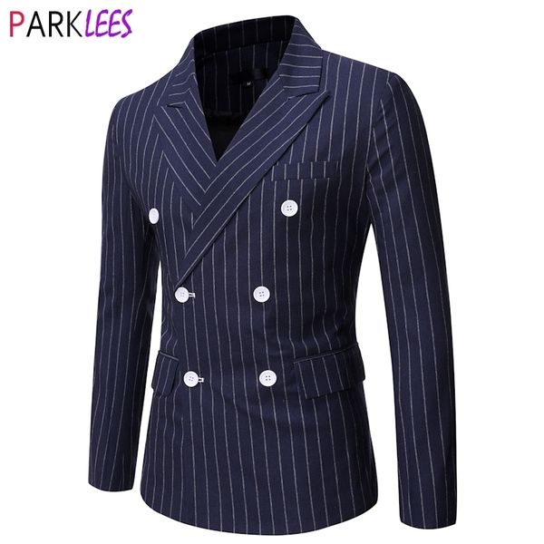 men's double brested pinstripe suit jacket brand slim fit notched lapel dress blazer men casual business formal blazer masculino 210522, White;black
men's double brested pinstripe suit jacket brand slim fit notched lapel dress blazer men casual business formal blazer masculino 210522, White;black