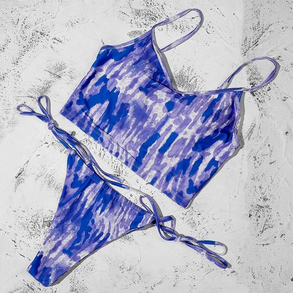 women's swimwear blue purple contrast print swimsuit drawstring sling camisole low wasit thong suit 2021 summer women split bathing, White;black
women's swimwear blue purple contrast print swimsuit drawstring sling camisole low wasit thong suit 2021 summer women split bathing, White;black