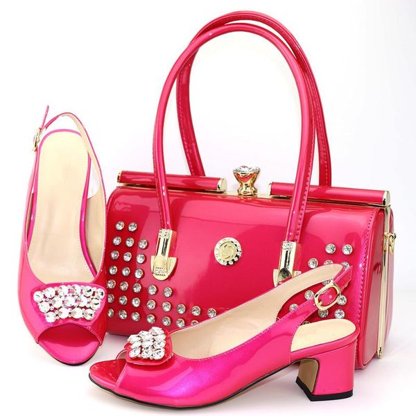 dress shoes summer style pu leather woman fuchsia and bag set party african elegant middle heels, Black
dress shoes summer style pu leather woman fuchsia and bag set party african elegant middle heels, Black
