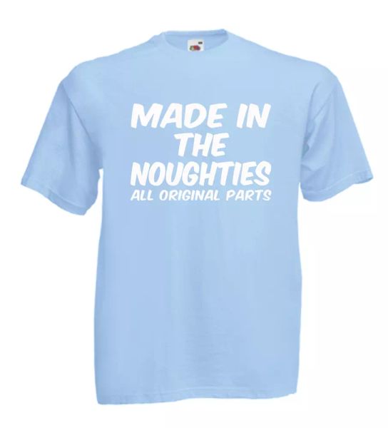 made in noughties 00s all original parts birthday gift mens womens t shirt, White;black
made in noughties 00s all original parts birthday gift mens womens t shirt, White;black