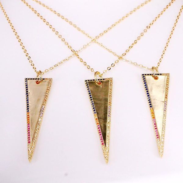 pendant necklaces 6pcs, fashion lady girl elegant jewelry rainbow colorful zirconia crystal gold filled triangle necklace, Silver
pendant necklaces 6pcs, fashion lady girl elegant jewelry rainbow colorful zirconia crystal gold filled triangle necklace, Silver