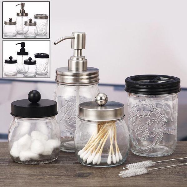4pcs/set transparent liquid soap dispenser bottle stainless steel toothbrush cotton swabs container
4pcs/set transparent liquid soap dispenser bottle stainless steel toothbrush cotton swabs container