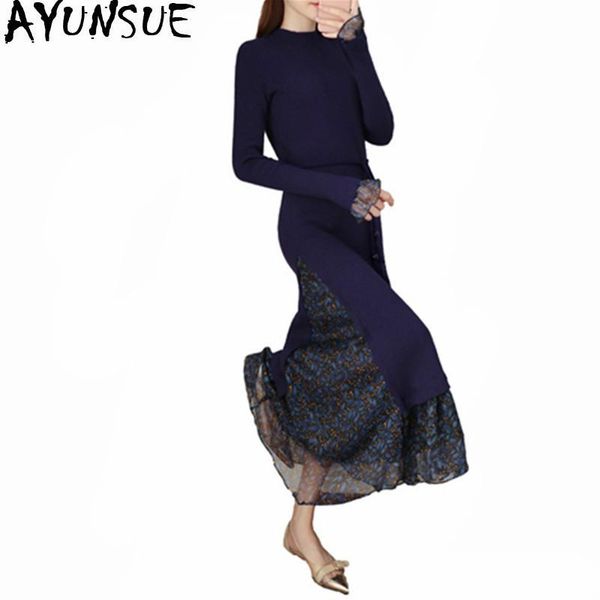 casual dresses ayunsue 2021 elegant vintage ruffled floral knitted dress female autumn winter slim long blue chiffon vestido wxf634, Black;gray
casual dresses ayunsue 2021 elegant vintage ruffled floral knitted dress female autumn winter slim long blue chiffon vestido wxf634, Black;gray