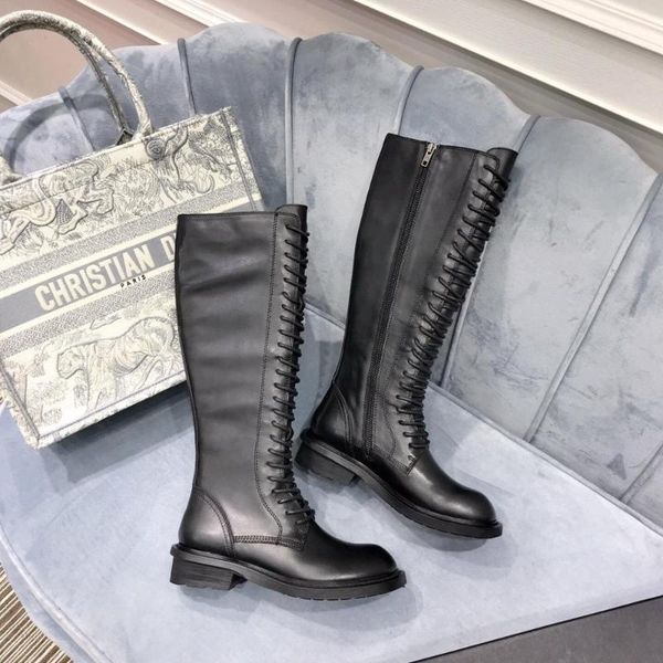 boots zapatos de mujer genuine leather cross-tied knee high woman round toes square heels platform, Black 
boots zapatos de mujer genuine leather cross-tied knee high woman round toes square heels platform, Black