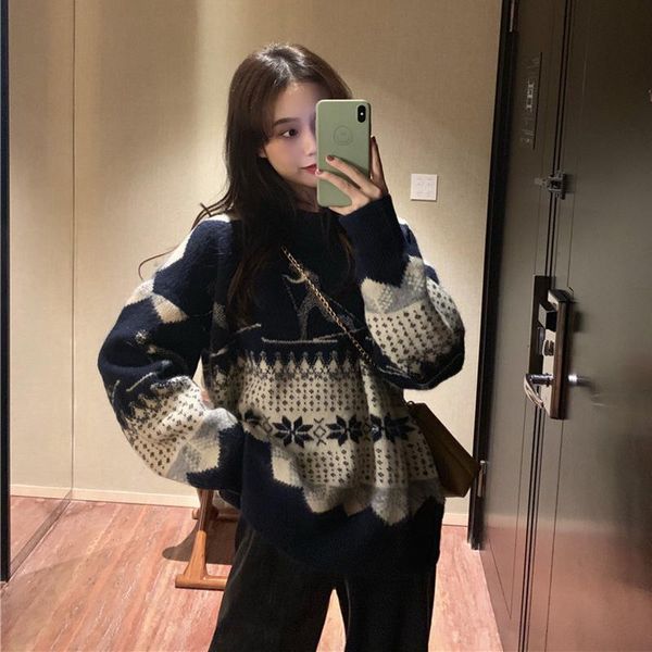 women's knits & tees spring autumn 2021 heavy industry jacquard loose fashion outerwear antique pullover long sleeve knitted sweater fo, White
women's knits & tees spring autumn 2021 heavy industry jacquard loose fashion outerwear antique pullover long sleeve knitted sweater fo, White