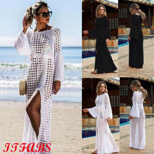 women beach style hollow knitted solid loose long flare sleeve bikini cover up maxi holiday dress casual dresses, Black;gray
women beach style hollow knitted solid loose long flare sleeve bikini cover up maxi holiday dress casual dresses, Black;gray