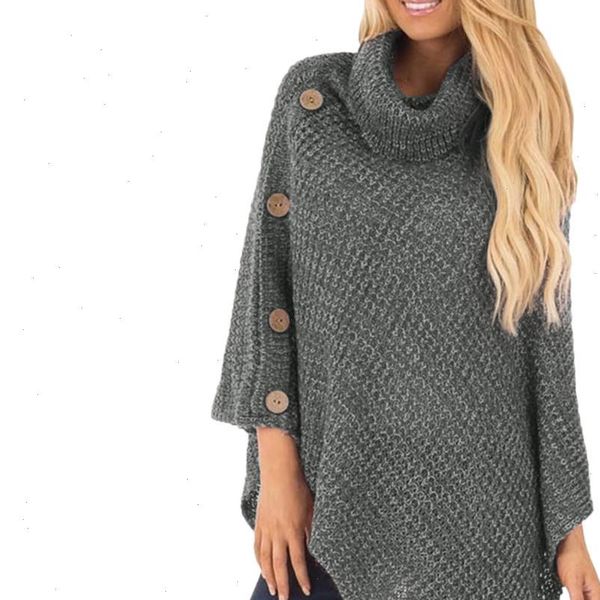 knitted turtleneck poncho button flare womens sweaters long sleeve irregular hem pullover jumper winter clothes trui, White;black
knitted turtleneck poncho button flare womens sweaters long sleeve irregular hem pullover jumper winter clothes trui, White;black