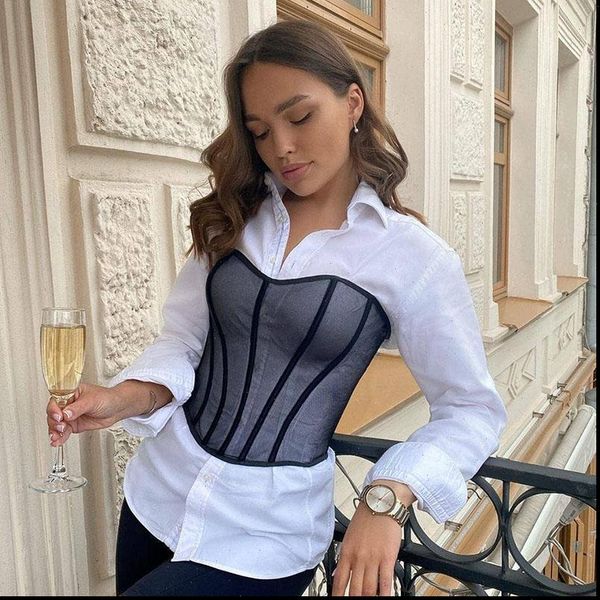 black bustier breathable women cami slimimg body shapwear mesh net corset for summer push up tank, White
black bustier breathable women cami slimimg body shapwear mesh net corset for summer push up tank, White