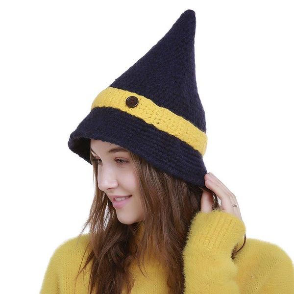 beanie/skull caps women's hats button knitted wool mixed color hat witch pointed for women ladiesskullies beanies female warm bonnet s2, Blue;gray
beanie/skull caps women's hats button knitted wool mixed color hat witch pointed for women ladiesskullies beanies female warm bonnet s2, Blue;gray