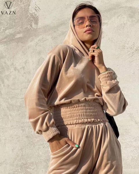 women's tracksuits vazn 2021 women street casual style long sleeve hooded collar elastic short pants pure color two piece sets, Gray
women's tracksuits vazn 2021 women street casual style long sleeve hooded collar elastic short pants pure color two piece sets, Gray