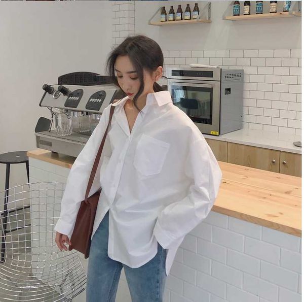 women's blouses & shirts 2021 spring autumn women white plain loose oversized female bf korean style blouse pockets shirt
women's blouses & shirts 2021 spring autumn women white plain loose oversized female bf korean style blouse pockets shirt