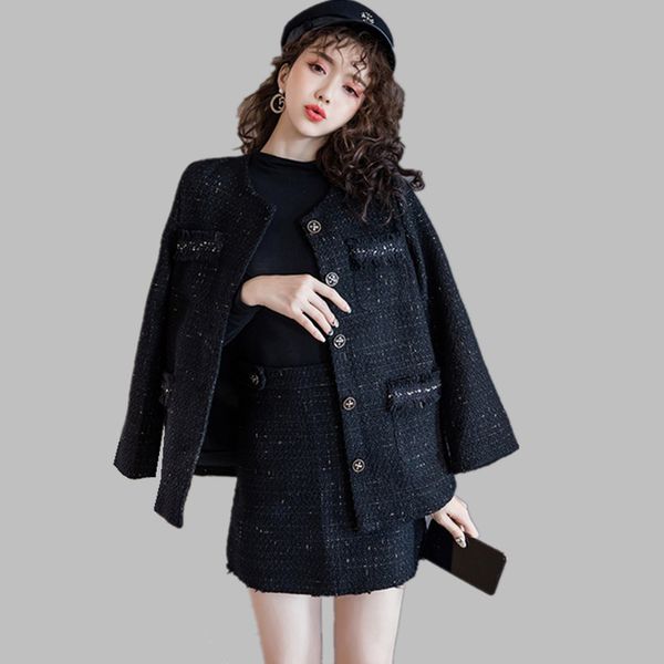 two piece dress winter women black tweed jacket skirt set designer single breasted wool coat & one step 2 syyw, White
two piece dress winter women black tweed jacket skirt set designer single breasted wool coat & one step 2 syyw, White