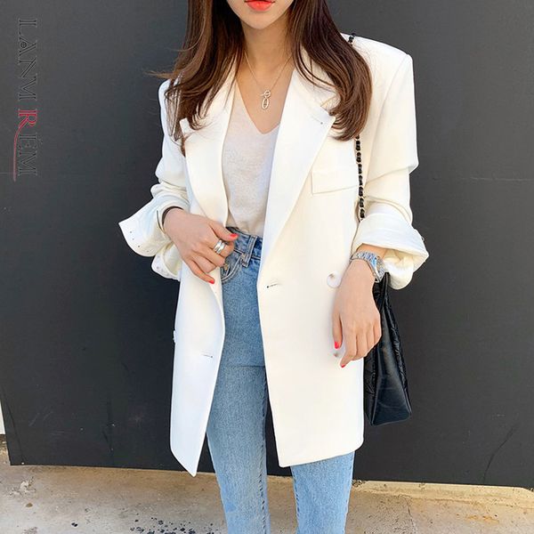 women's white large size double-breasted suit jacket long-sleeved loose fashion trend spring autumn 2e1203 210507, White;black
women's white large size double-breasted suit jacket long-sleeved loose fashion trend spring autumn 2e1203 210507, White;black