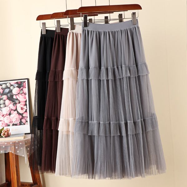 skirts spring ffy cakee layered tulle sweet ruffled pleated a-line long boho mesh skirts gray coffee, Black
skirts spring ffy cakee layered tulle sweet ruffled pleated a-line long boho mesh skirts gray coffee, Black