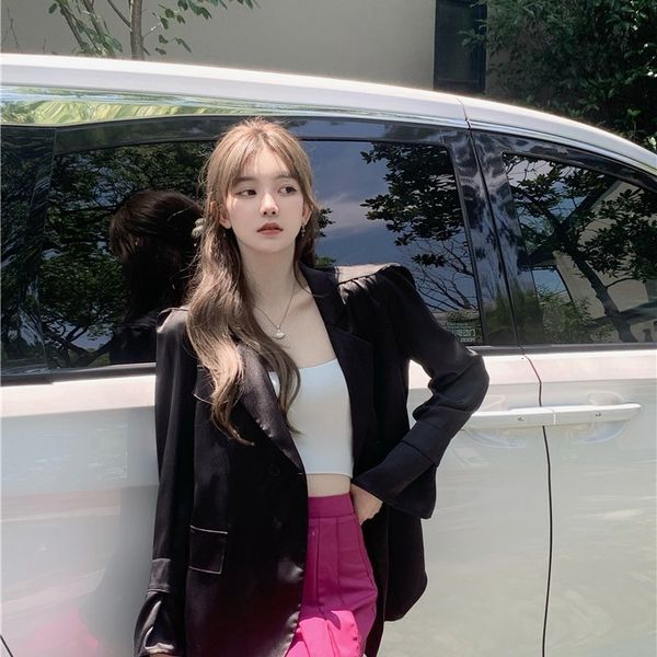 luxury women's jackets suit coat women's black medium length irregular korean loose fried street small suit 2021 autumn, Black;brown
luxury women's jackets suit coat women's black medium length irregular korean loose fried street small suit 2021 autumn, Black;brown