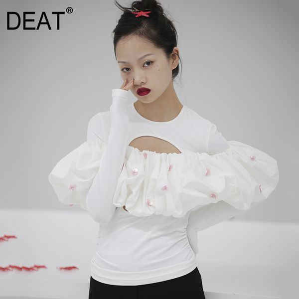 women spring and summer round neck full sleeves ruffles printed hollow out elastic t-shirt female 1s723 210421, White
women spring and summer round neck full sleeves ruffles printed hollow out elastic t-shirt female 1s723 210421, White