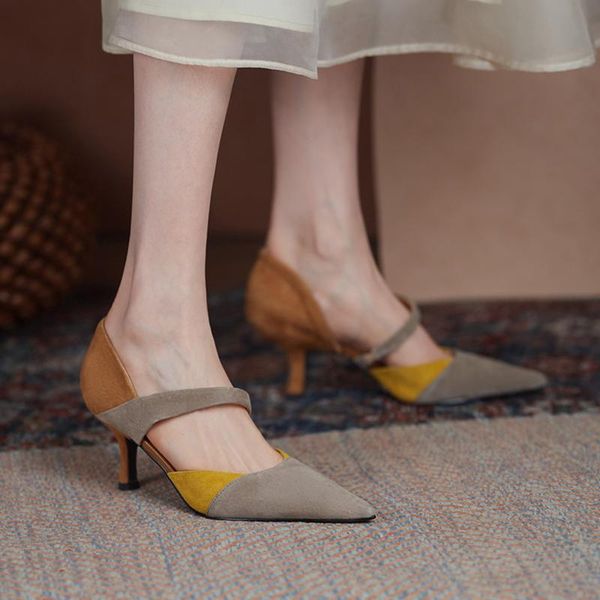dress shoes 2021 summer high heels mixed colors pointed toe thin heel sandals elegant ladies party suede leather women pumps, Black
dress shoes 2021 summer high heels mixed colors pointed toe thin heel sandals elegant ladies party suede leather women pumps, Black