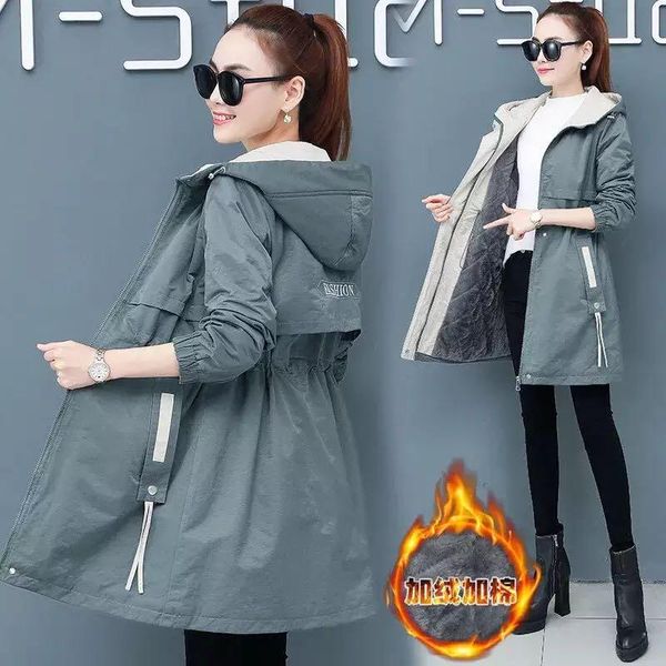 women's trench coats autumn winter jacket women windbreaker 2021 plush velvet warm hooded mid long coat plus size female parka outerwea, Tan;black
women's trench coats autumn winter jacket women windbreaker 2021 plush velvet warm hooded mid long coat plus size female parka outerwea, Tan;black