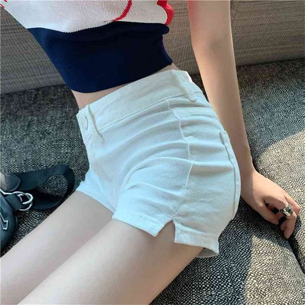 women high waist denim shorts chic side split bodycon summer jeans plus size streetwear white black fits 210601
women high waist denim shorts chic side split bodycon summer jeans plus size streetwear white black fits 210601