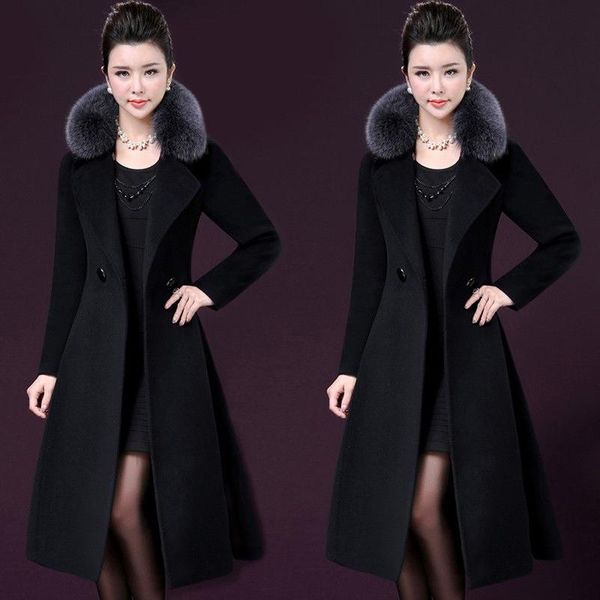 women's wool & blends 2021 women outerwear fur collar winter clothing fashion warm woolen slim female elegant double breasted coat, Black
women's wool & blends 2021 women outerwear fur collar winter clothing fashion warm woolen slim female elegant double breasted coat, Black