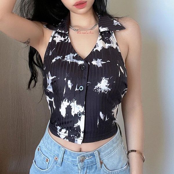 women's tanks & camis tie dye blouse printed short y2k summer sleeveless 90s buttons corsage fashion costume streetwear, White
women's tanks & camis tie dye blouse printed short y2k summer sleeveless 90s buttons corsage fashion costume streetwear, White