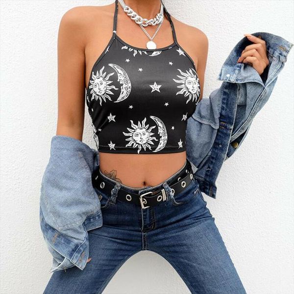 halter neck women cami crop backless bandage sun moon star cartoon print party club black streetwear, White
halter neck women cami crop backless bandage sun moon star cartoon print party club black streetwear, White