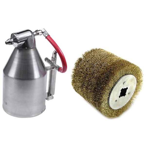 set 3500ml air hopper spray tool with 6 nozzles & 1 pcs wire brush wheel storage bags