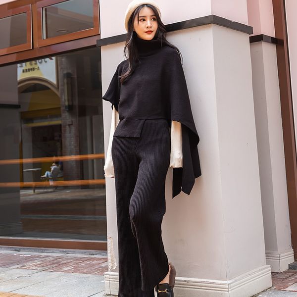 women's two piece pants winter-worn women's blouse and turtleneck, knitted or crocheted sweater with wide-legged pants, two pieces, White
women's two piece pants winter-worn women's blouse and turtleneck, knitted or crocheted sweater with wide-legged pants, two pieces, White