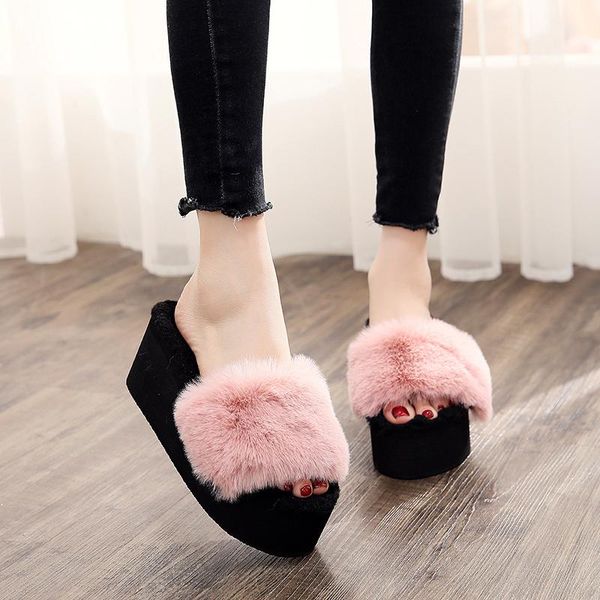 women house slippers fashion fur fluffy high heels slides shoes autumn winter plush wedges platform outdoor pink grey, Black
women house slippers fashion fur fluffy high heels slides shoes autumn winter plush wedges platform outdoor pink grey, Black
