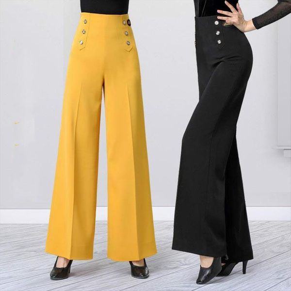 sales spring elegant button women pants high waist wide leg fashion casual full length office lady a25, Black;white
sales spring elegant button women pants high waist wide leg fashion casual full length office lady a25, Black;white