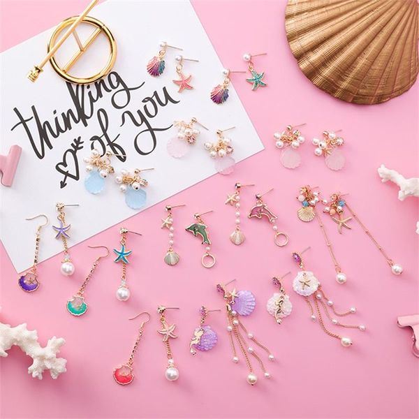 dangle & chandelier japan and south korea asymmetric animals starfish shell pearl pendant earrings temperament sweet cute seaside vacation, Silver
dangle & chandelier japan and south korea asymmetric animals starfish shell pearl pendant earrings temperament sweet cute seaside vacation, Silver