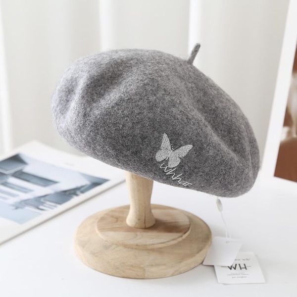 berets vintage fall winter butterfly embroidery french artist warm wool for women camouflage solid color painter hats ladies cap, Blue;gray
berets vintage fall winter butterfly embroidery french artist warm wool for women camouflage solid color painter hats ladies cap, Blue;gray